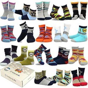 TeeHee Kids Boys Crew Socks Stars & Camo 18 Pk